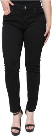 Dolce & Gabbana Zwarte Skinny Denim Jeans met Logo - Dames - Skinny Jeans - Zwart - XL - Denim - Jeans