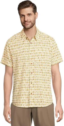Toad&Co Fletch Short Sleeve Shirt Mens Clothing Umber Hot Sauce Print : LG, Cotton/Chambray