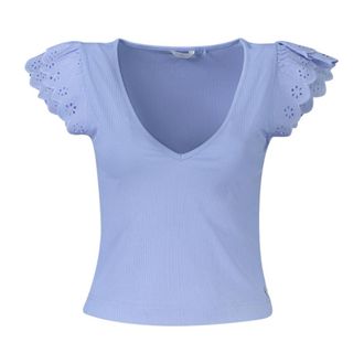 Guess Tops, Dames, Blauw, M, Short Sleeve V-Neck T-Shirt