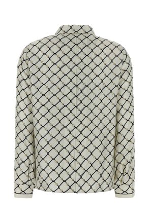 Gucci Womens Printed Silk Shirt Whiteblackmc Camicie