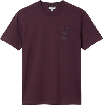 Lacoste Camiseta Bordada Cuello Redondo - Tops - Hombre - Rojo - XL