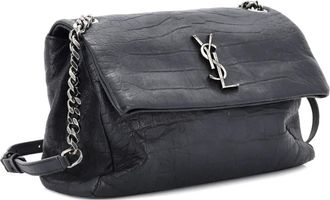 Saint Laurent West Hollywood Crocodile Embossed Leather Medium shoulder bag - Zwart