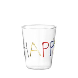 KASANOVA Bicchiere scritta Happy in vetro borosilicato, da 380 ml