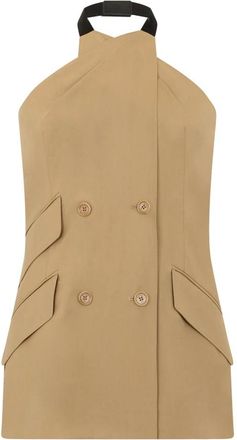 Max Mara Nuraghe Mouwloze Jas - Dames - Tops - Beige - Maat: S Zijde
