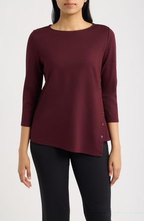 Anne Klein Asymmetric Button Hem Top in Barolo at Nordstrom, Size X-Small