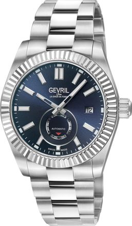 Gevril Group Mens Automatic West Village 316L Stainless Steel Case, Blue Sunray Dial, Bracelet. - Silver - One Size