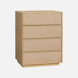 Sweeek C&oacute;moda De Almacenamiento Decorativa De Madera Y Tela Con 4 Cajones