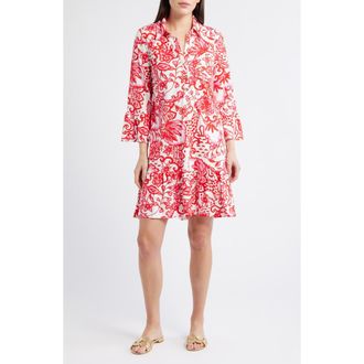 Lilly Pulitzer Delany Long Sleeve Cotton Shirtdress in Coconut Spicy Socialite at Nordstrom, Size X-Large