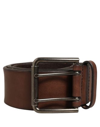 Dolce & Gabbana Leather Double Prong Buckle Belt - Brown