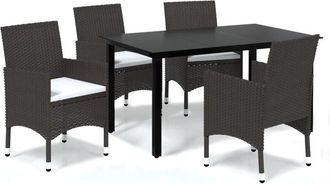 vidaXL Juego Muebles Jard&iacute;n 5 Pzas Con Cojines Rat&aacute;n Sint&eacute;tico Marr&oacute;n Vidaxl