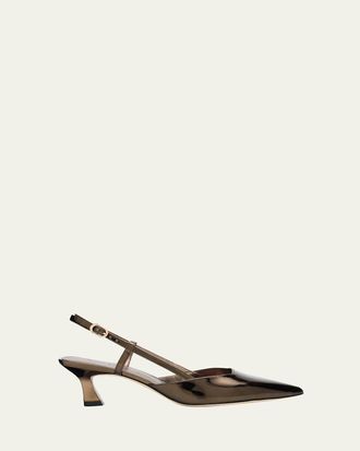 Stuart Weitzman Vinnie Metallic Kitten Slingback Pumps