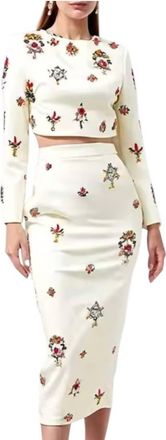 Rachel Allan Elegance Halter Midi Skirt Suit Set In White