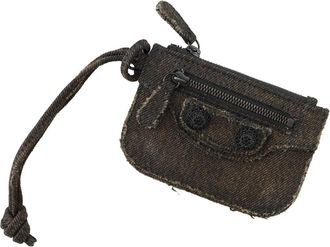 Balenciaga Black Dark Brown Denim Coin Purse/Coin Case (Pre-Owned)