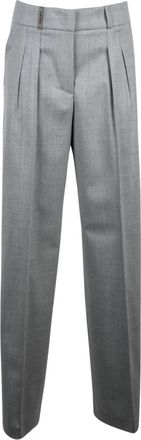 PESERICO Klassieke Rechte Broek - Dames - Straight fit broeken - Grijs - S - Wol - Broeken