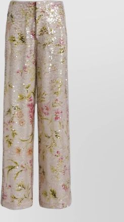 Alberta Ferretti high waist wide leg sequin floral trousers
