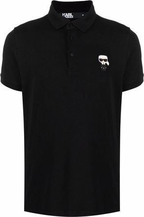 Karl Lagerfeld logo-patch polo shirt - Black