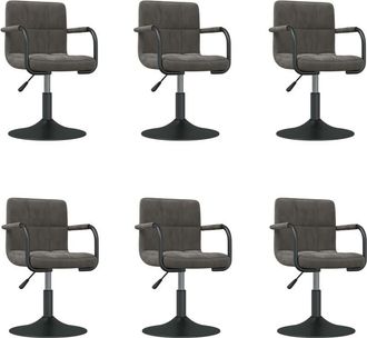 vidaXL Vidaxl - Sillas De Comedor Giratorias 6 Unidades Terciopelo Gris Oscuro