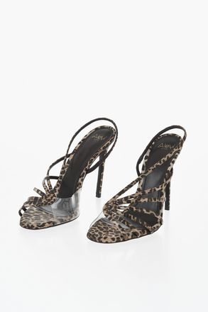 Alev&igrave; Satin Animal-Print Sandals BENNY with Transparent Detail 12cm Heel Alev&igrave;