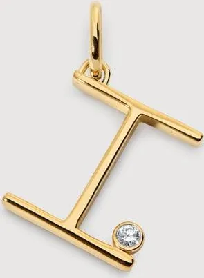 Monica Vinader Gold Solitaire Diamond Initial I Pendant Lab Grown Diamond