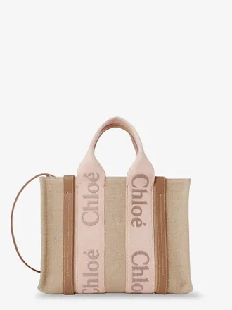 Chlo&eacute; Womens Crossbody Bag Woody Beige Linen-Leather Shoulder Linen/leather