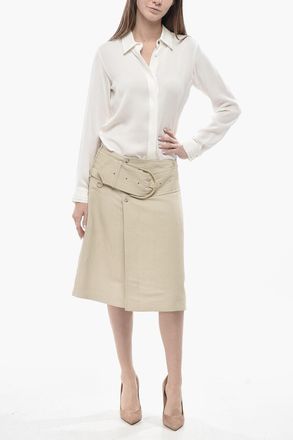 Burberry Longuette in Misto Viscosa con Maxi Cintura Burberry