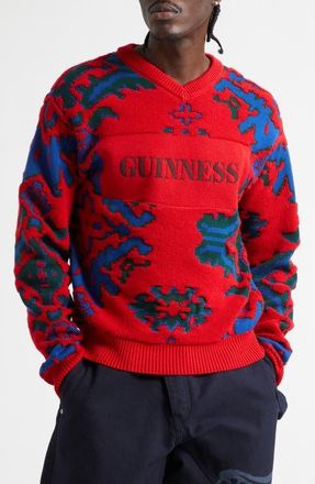 J.W.Anderson x Guinness Carpet Jacquard Wool Sweater in Red at Nordstrom, Size X-Large