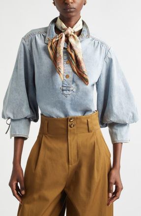 Zimmermann Paisley Print Silk Square Scarf in Cream Pink Paisley at Nordstrom