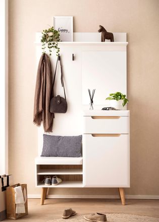 HOME AFFAIRE Kompaktgarderobe »Torge, Garderobe mit Stauraum, Garderobenschrank im Scandic Design« in zwei Farben, viel Stauraum, 107 cm breit, für kleine Räume ge