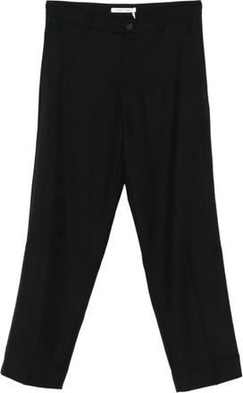 Sams&oslash;e & Sams&oslash;e Zwarte Wollen Rechte Broek - Heren - Nette broeken - Zwart - XL - Wol - Broeken