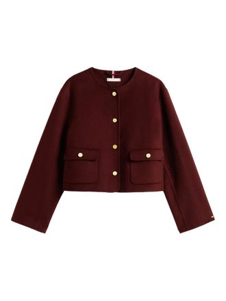 Tommy Hilfiger flap-pocketS buttoned jacket - women - Wool/Polyester - 36 - Red