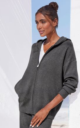 Elbsand Strickjacke ELBSAND, Damen, Gr. 32/34, grau (anthrazit), Feinstrick, Obermaterial: 50% Viskose, 28% Polyester, 22% Nylon, meliert, unifarben, bequem h
