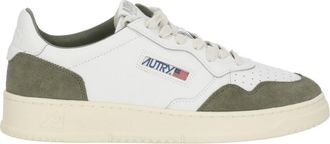 Autry White Grey Suede Logo Detail Low-Top Sneakers