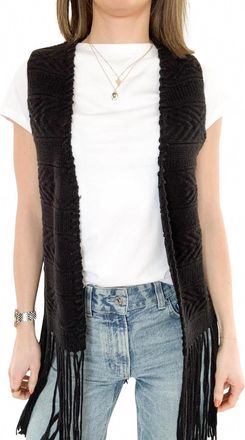 Autumn Cashmere Diamond Stitch Fringe Vest In Black