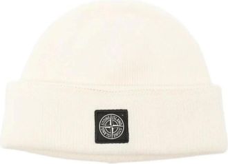 Stone Island Accessoires, Heren, Beige, ONE Size, Katoen, Ribbed Knit Beanie