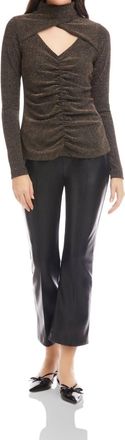 Fifteen Twenty Adina Crossover Turtleneck Top In Gold