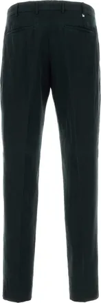 Pantaloni Torino Mens Lyocell Blend Trousers Black Linen Cotton