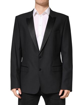 Dolce & Gabbana Mens Black Martini Single Breasted Jacket Blazer Virgin Wool Silk Polyester Clothing