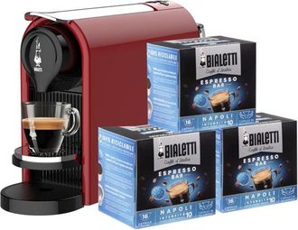 Bialetti Gioia Plus Macchina Caff&egrave; Capsule Serbatoio Estraibile Compatta Rossa