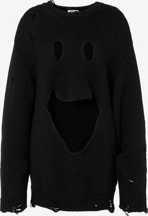 Moschino Pullover oversize in lana intagliata - Nero