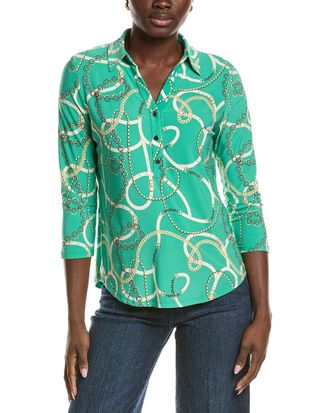 Jones New York 3/4-Sleeve Popover Printed Ity Jersey Top