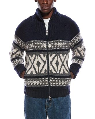 Brunello Cucinelli Cable Cashmere Funnel Neck Cardigan