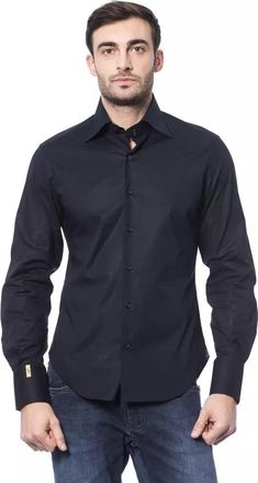 Billionaire Italian Couture Blauwe Katoenen Overhemd voor Mannen