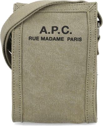 A.P.C. logo print mini canvas messenger bag - men - Cotton - One Size - Neutrals
