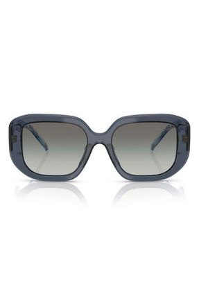 Tory Burch 54mm Irregular Sunglasses in Transparent Blue /Grey at Nordstrom