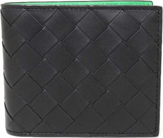 Bottega Veneta Black Green Intrecciato Wallet (Bi-Fold) (Pre-Owned)