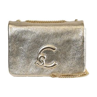 Coccinelle Shoulder Bags, female, Yellow, Size: ONE SIZE Leather Chain Shoulder Bag with Logo