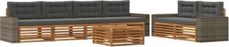 vidaXL Conjunto De Sof&aacute;s De Exterior 7 Uds. Natural Y Antracita Vidaxl