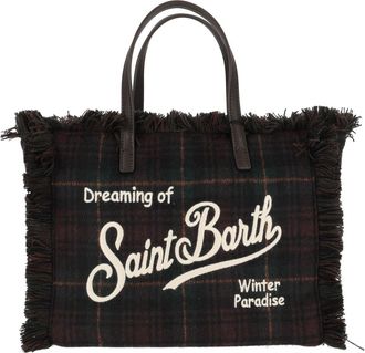 MC2 Saint Barth Rectangular Tartan Embroidered Tote Bag