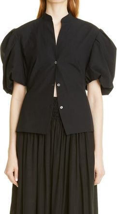 Vince Puff Sleeve Cutout Back Detail Cotton Blouse in Black at Nordstrom Rack, Size 12