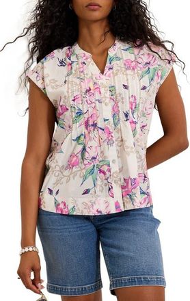 Tommy Bahama Floral Cross Stitch Embroidered Button-Up Top in White at Nordstrom, Size X-Large